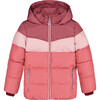 Color-Block Hooded Puffy Jacket, Pink & Plum - Jackets - 1 - thumbnail