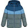 Color-Block Hooded Puffy Jacket, Green & Teal - Jackets - 1 - thumbnail