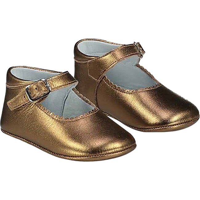 Leather Baby Mary Jane Shoes, Bronze
