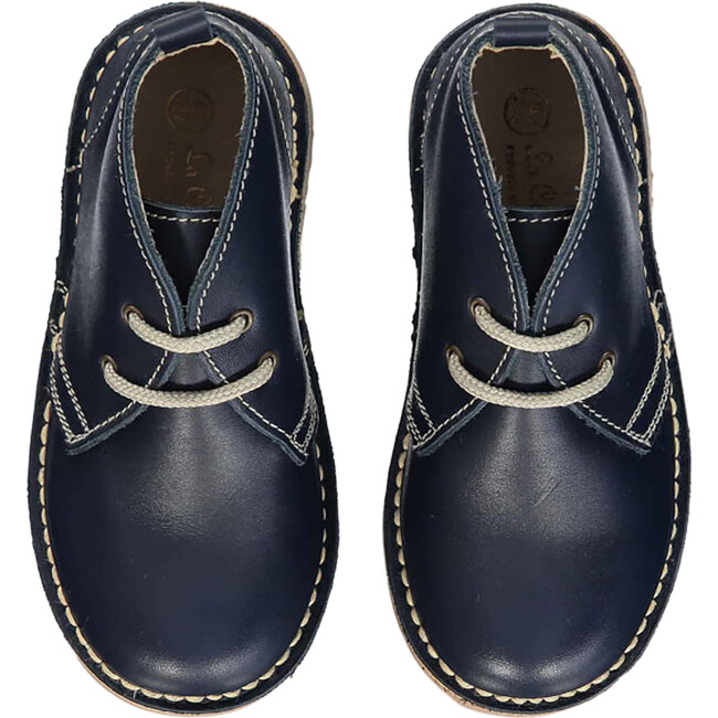 Leather Kids Desert Boots, Navy - Boots - 2