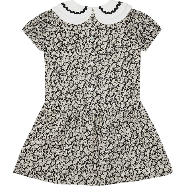 Xana Girl Drop Waist Dress, Black Floral - Dresses - 2