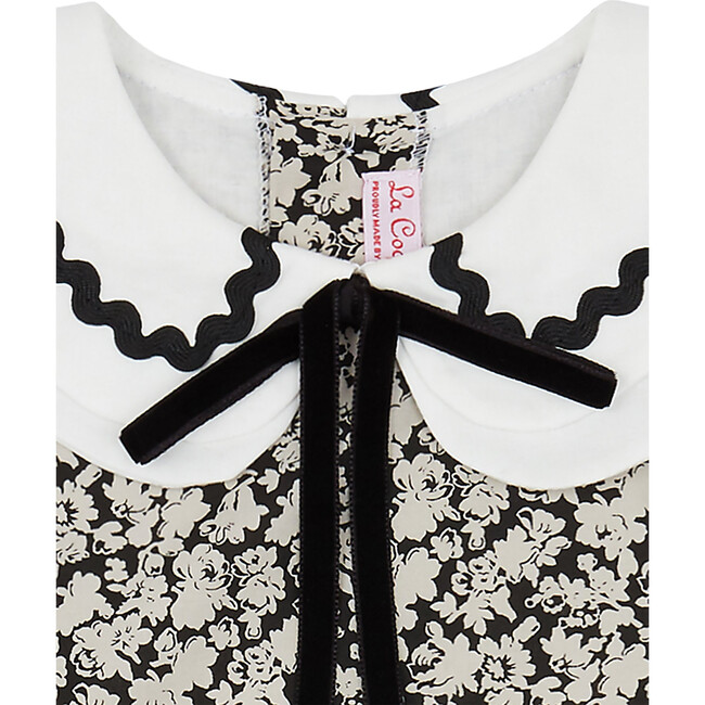 Xana Girl Drop Waist Dress, Black Floral - Dresses - 3