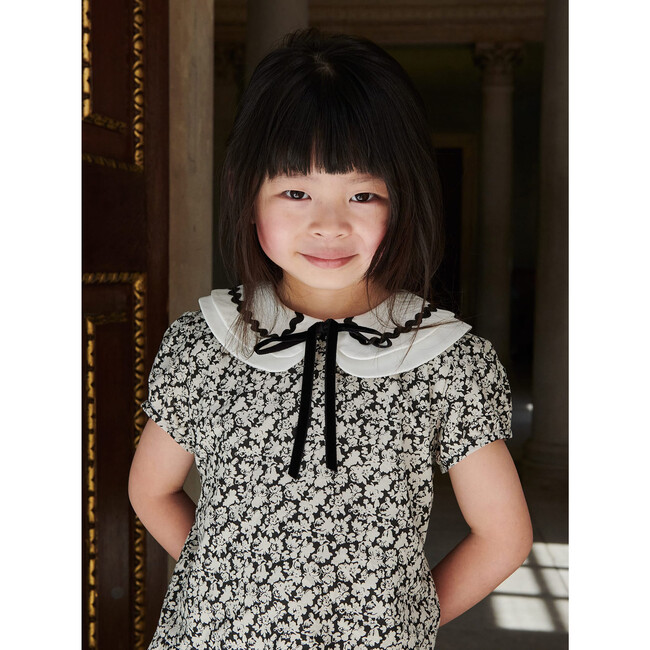 Xana Girl Drop Waist Dress, Black Floral - Dresses - 4