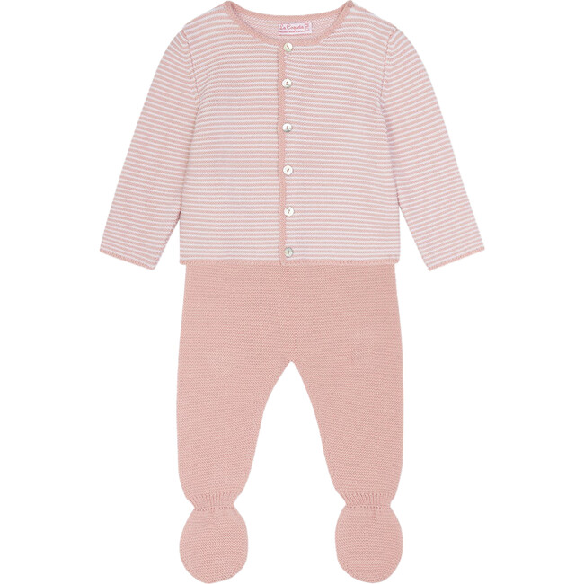 Pinto Merino Baby Girl Set, Pink Stripe - Mixed Apparel Set - 1