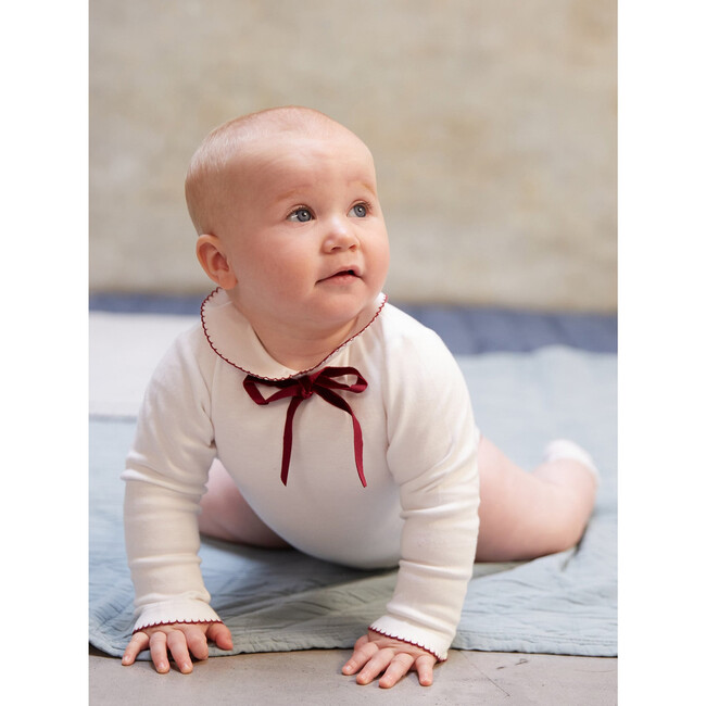 Lirio Long Sleeve Baby Body Vest, Burgundy - Vests - 5