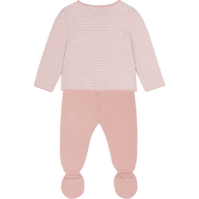 Pinto Merino Baby Girl Set, Pink Stripe - Mixed Apparel Set - 2