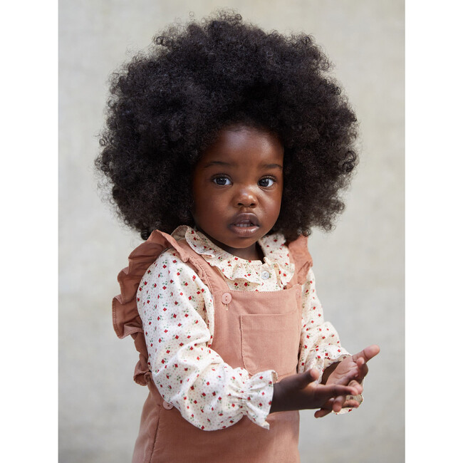 Ella Long Sleeve Baby Girl Shirt, Ivory Floral - Shirts - 4