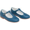 Leather Girl T-Bar Shoes, Cobalt - T-Straps - 2