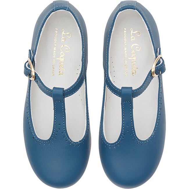 Leather Girl T-Bar Shoes, Cobalt