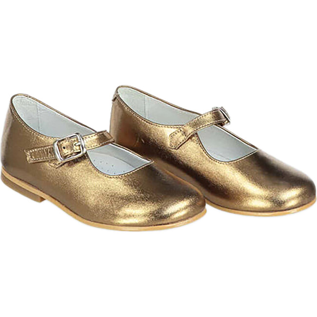 Leather Girl Mary Jane Shoes, Bronze