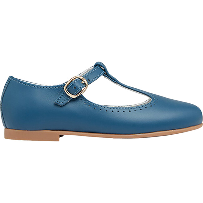 Leather Girl T-Bar Shoes, Cobalt - T-Straps - 3