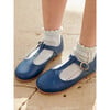 Leather Girl T-Bar Shoes, Cobalt - T-Straps - 4