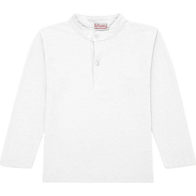 Alcomo Long Sleeve Boy Polo Shirt, White - Polo Shirts - 1