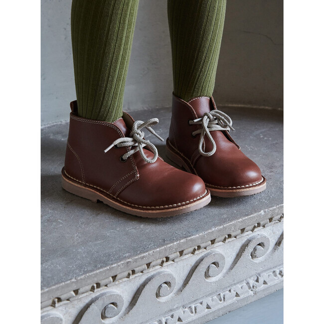 Leather Kids Desert Boots, Dark Tan - Boots - 5