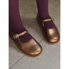 Leather Girl Mary Jane Shoes, Bronze - Mary Janes - 4