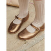 Leather Girl Mary Jane Shoes, Bronze - Mary Janes - 5