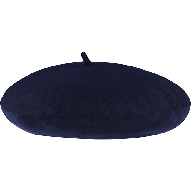 Kids Wool Beret, Navy - Hats - 1