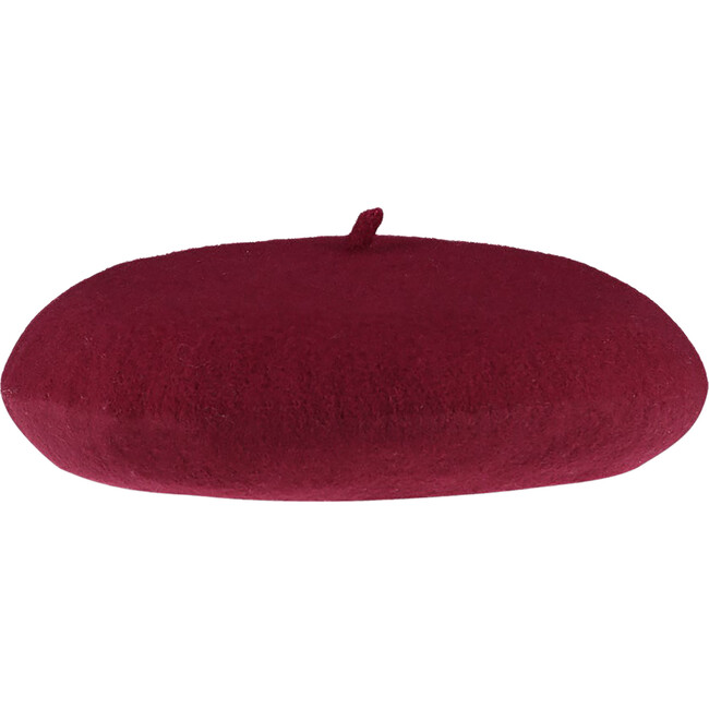 Kids Wool Beret, Burgundy - Hats - 1