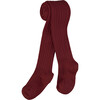 Ribbed Kids Tights, Burgundy - Pants - 1 - thumbnail