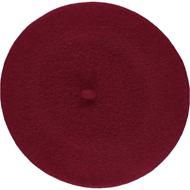 Kids Wool Beret, Burgundy - Hats - 2