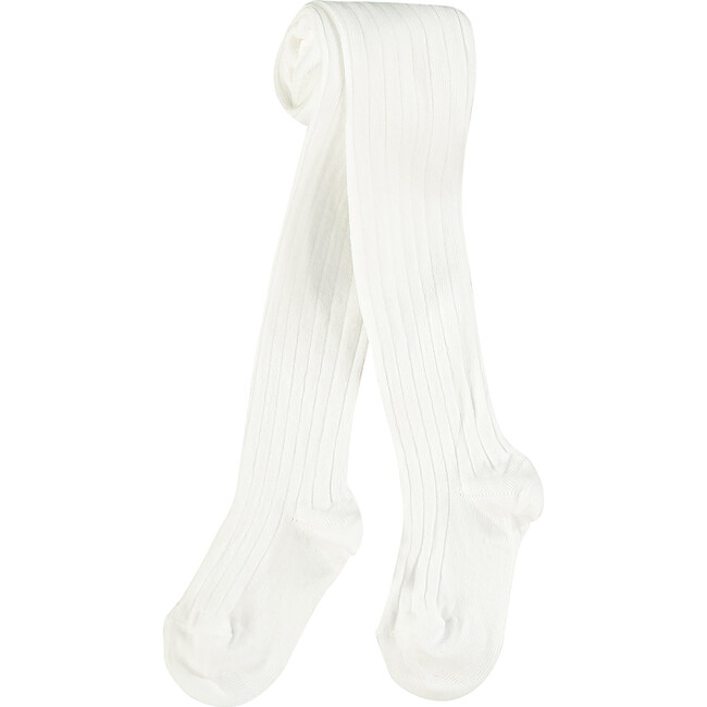 Ribbed Kids Tights, White