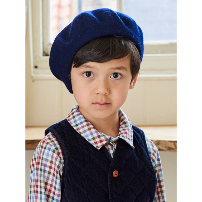 Kids Wool Beret, Navy - Hats - 4