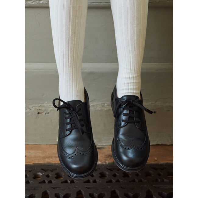 Ribbed Kids Tights, Off White - Pants - 3