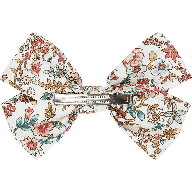 Large Bow Girl Clip, Terracotta Floral - Hair Accessories - 2
