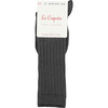 Ribbed Knee High Kids Socks, Dark Grey Melange - Socks - 2