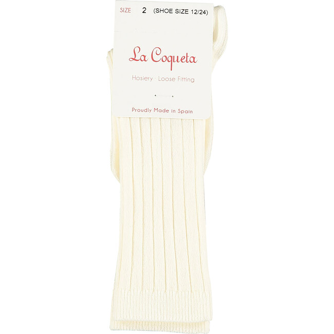 Ribbed Knee High Kids Socks, Off White - Socks - 2