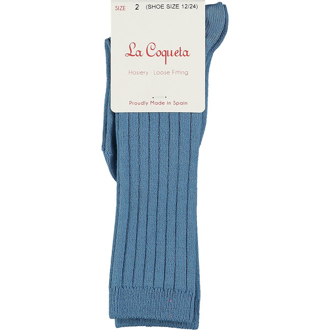 Ribbed Knee High Kids Socks, Dusty Blue - Socks - 2