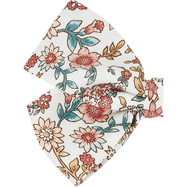 Large Bow Girl Clip, Terracotta Floral - Hair Accessories - 3