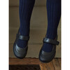 Ribbed Kids Tights, Navy Blue - Pants - 4