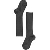 Ribbed Knee High Kids Socks, Dark Grey Melange - Socks - 3