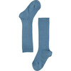 Ribbed Knee High Kids Socks, Dusty Blue - Socks - 3
