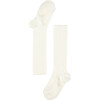 Ribbed Knee High Kids Socks, Off White - Socks - 3