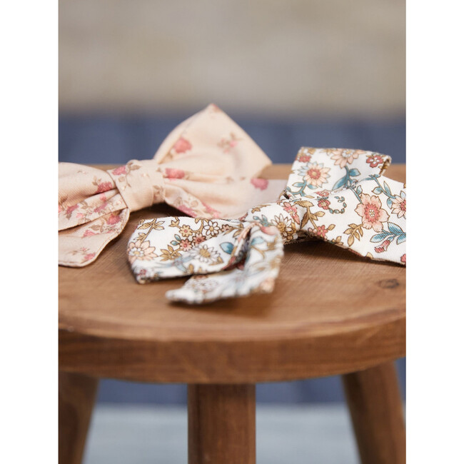 Large Bow Girl Clip, Terracotta Floral - Hair Accessories - 4