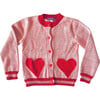 Knit New Heart Long Sleeve Cardigan, Pink - Cardigans - 1 - thumbnail