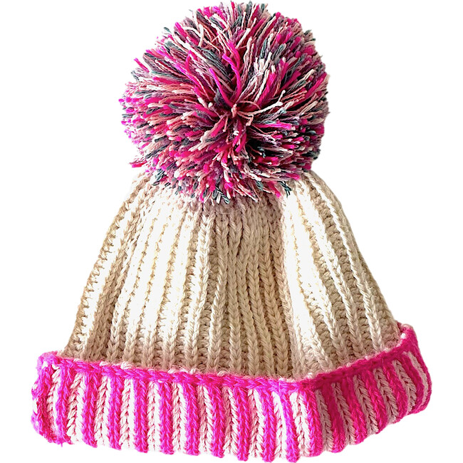 Classic Knit Sprinkle Pom Deux Hat, Pink