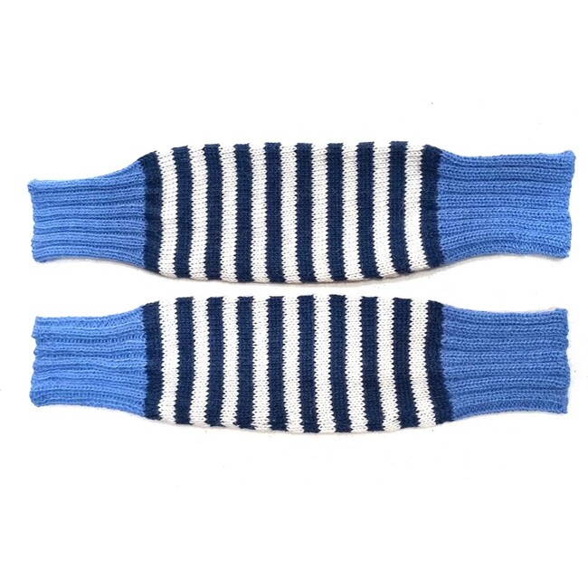 Knit Leg Warmers, Blue Stripe