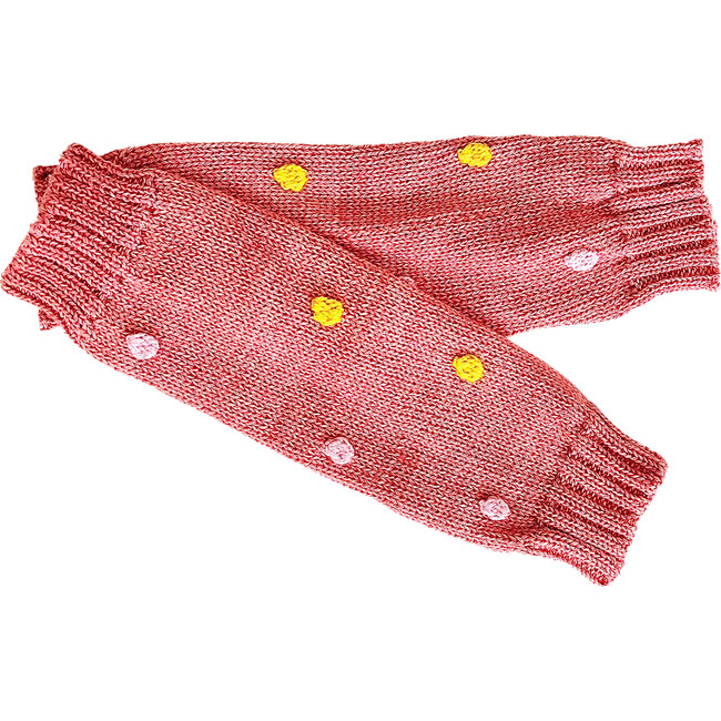 Knit Leg Warmers, Salmon Pink Dot