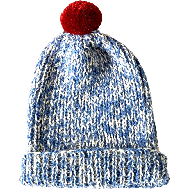 Classic Knit Speckled Pom Hat, Blue