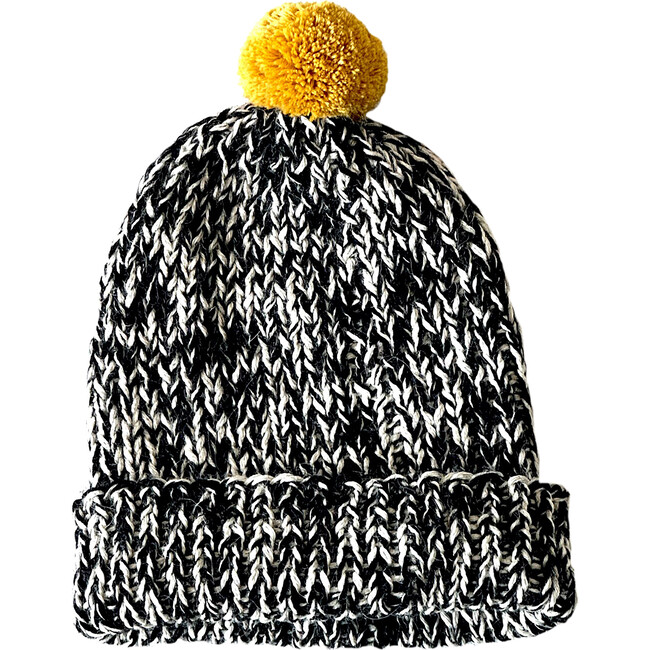 Classic Knit Speckled Pom Hat, Noir