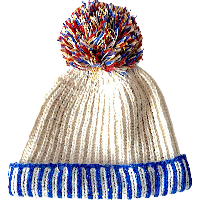 Classic Knit Sprinkle Pom Deux Hat, Blue