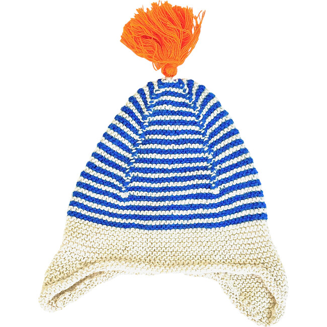 Knit Tassel Hat, Orange Blue