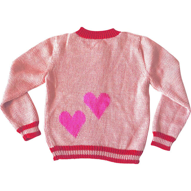 Knit New Heart Long Sleeve Cardigan, Pink - Cardigans - 2