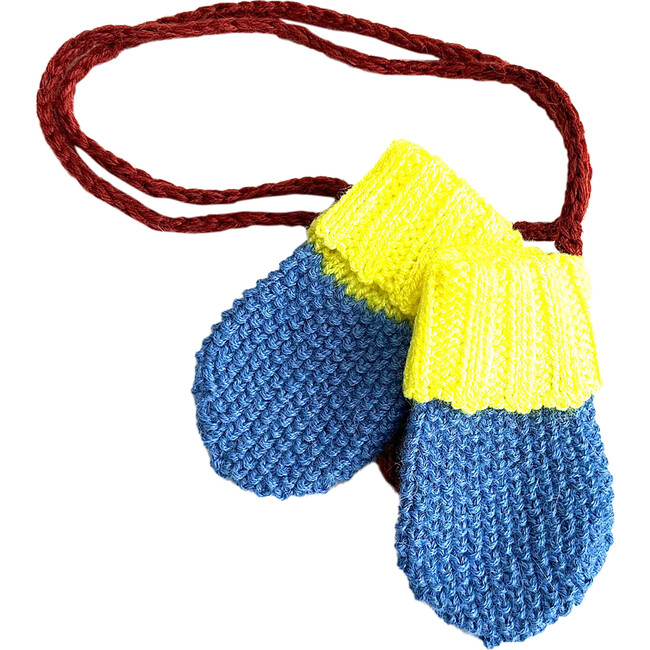 Knit Baby Mittens, Blue Neon