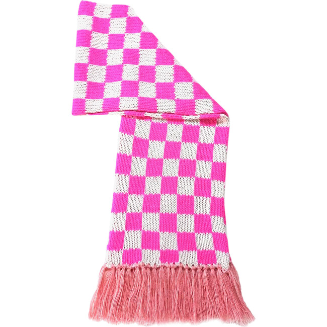 Hand-Made Checked Scarf, Pink