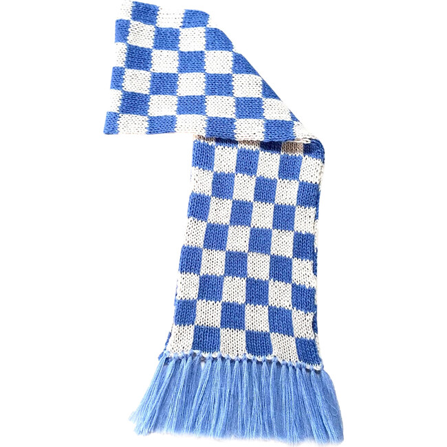 Hand-Made Checked Scarf, Blue