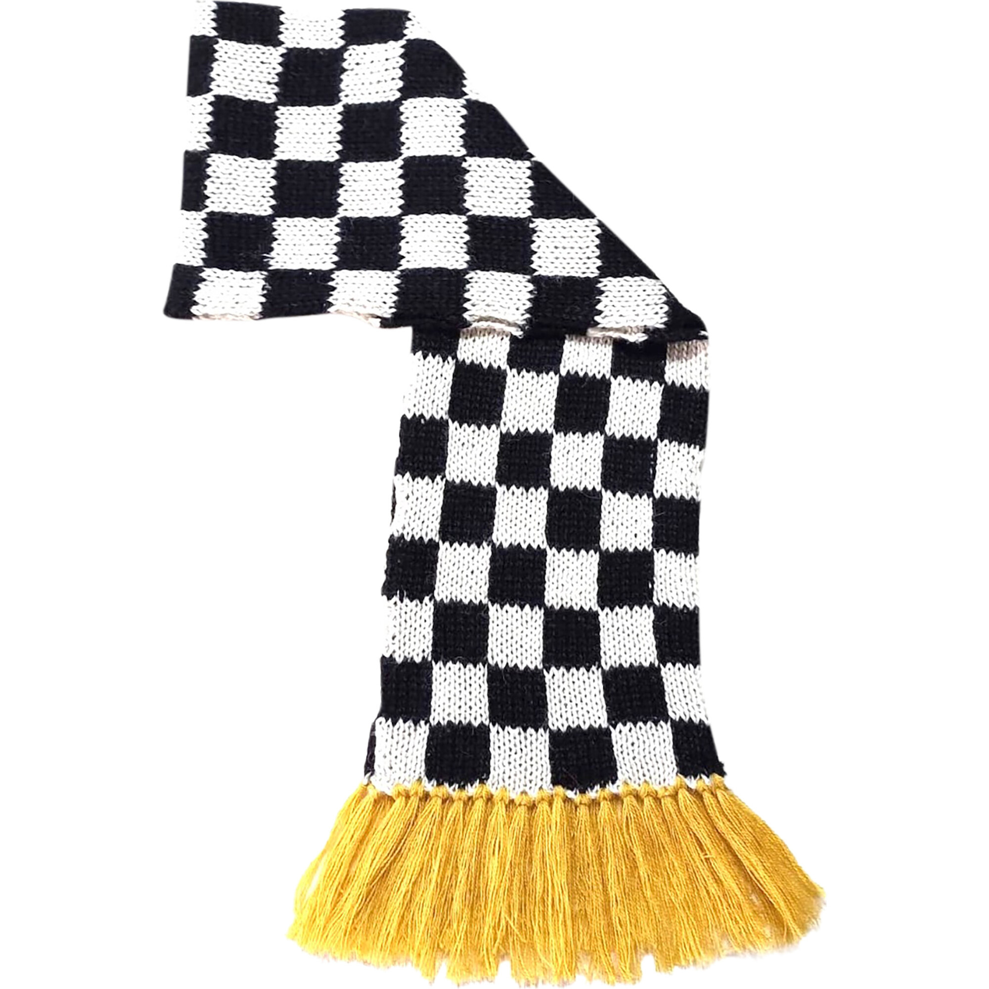 Hand-Made Checked Scarf, Black - Scarves - 1